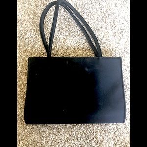 Black satin evening clutch